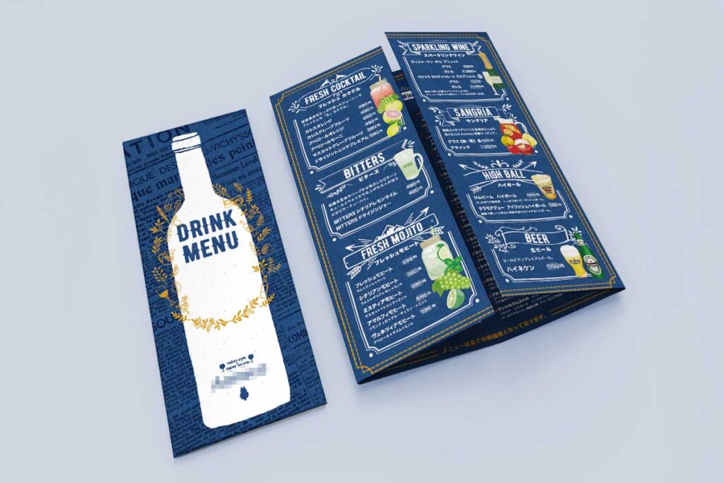 イタリアンバル ドリンク
メニューデザイン事例