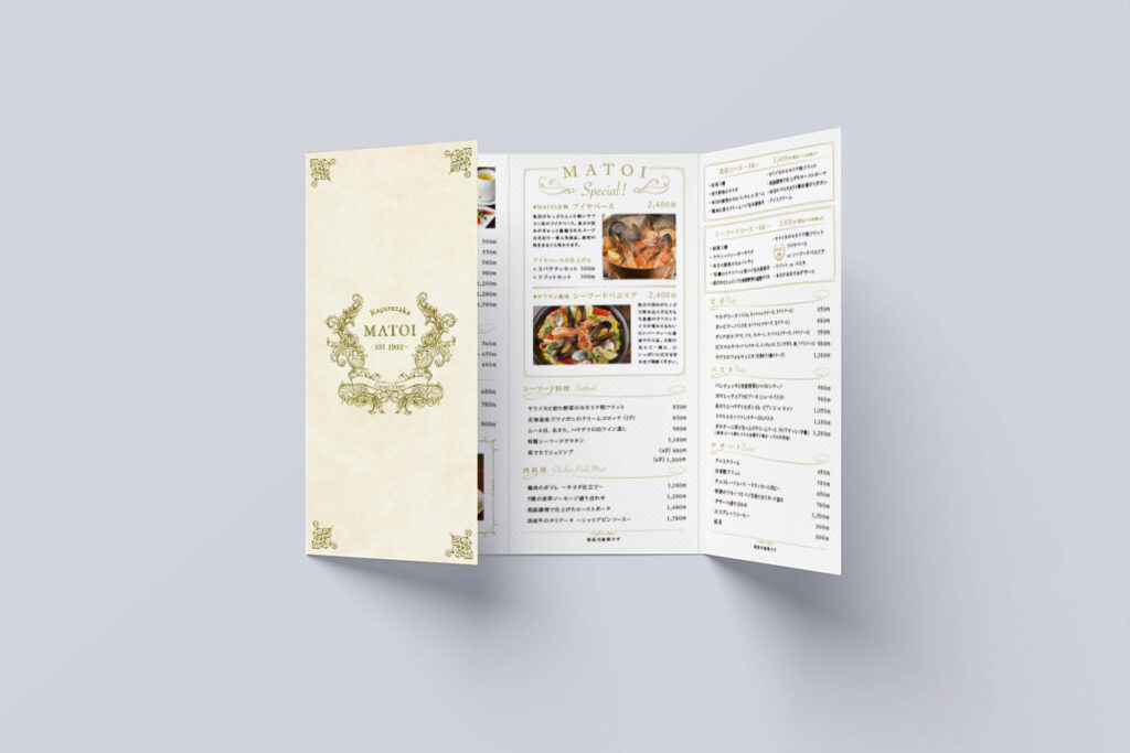 スペイン料理メニューデザイン制作事例