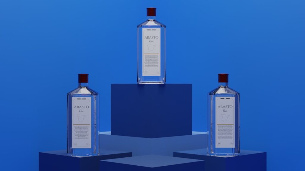 three bottles of vodka sitting on top of each other