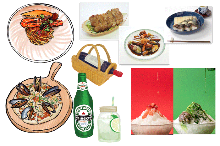 飲食店メニューの写真撮影、料理イラスト制作